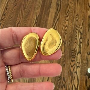 Gold-Tone Organic Pebble Stud Earrings